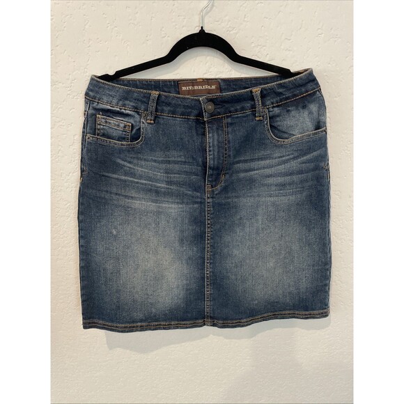 Bit & Bridle Jean Skirt Women's Wash Stretch Denim Mini Western Blue Women's 10 - Picture 1 of 4